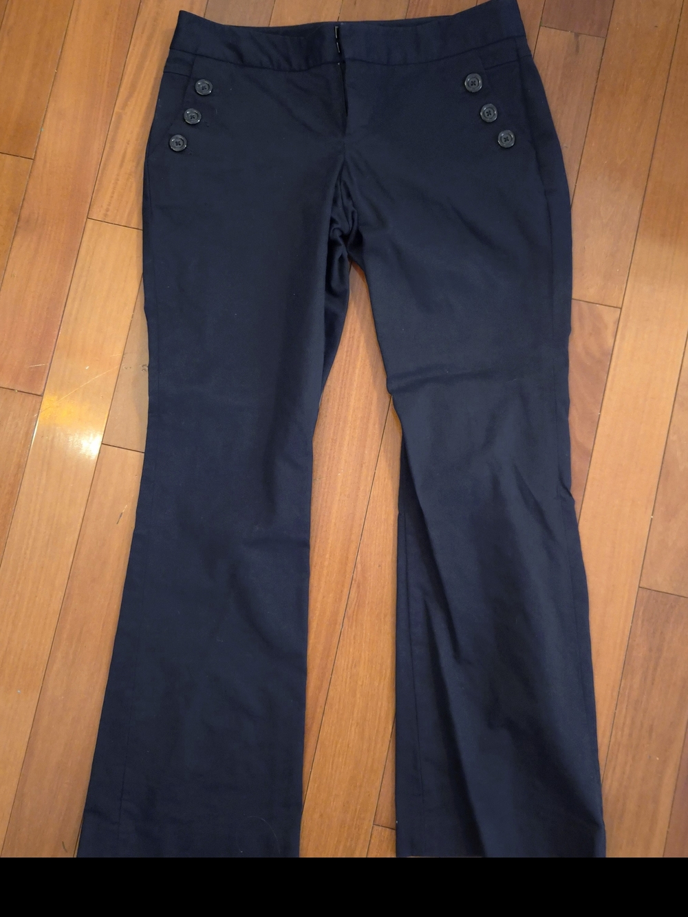 Women's Black Button-Accent Straight Leg Pants